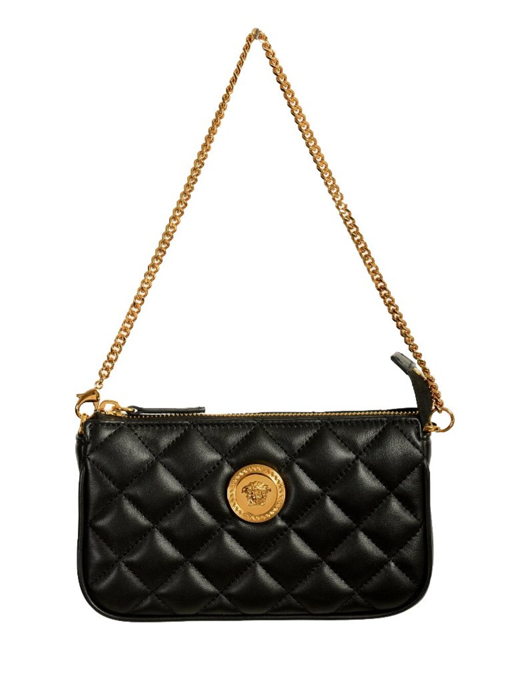Versace Women's Black Gold Medusa Quilted Small Handbag Shoulder Bag